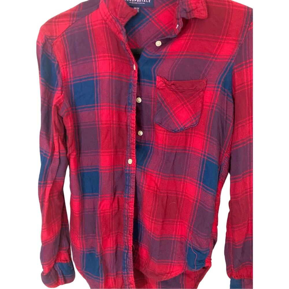 Aeropostle Cotton Button Up Gingham Lumberjack Gorpcore Women's Flannel - Picture 3 of 5